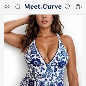 Blue & White Porcelain Patterned One Piece Swimsuit